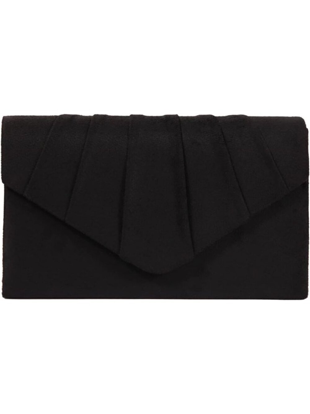 Women's Black Suede Velvet Clutch Purse Pleated Evening Wedding Party Handbag